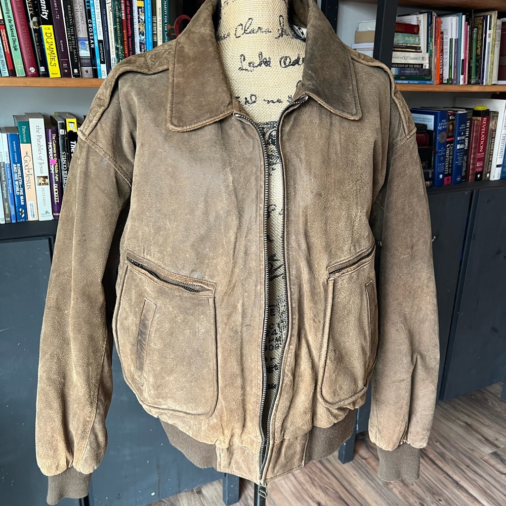 Phase 3 Tan Suede Bomber Jacket OBO